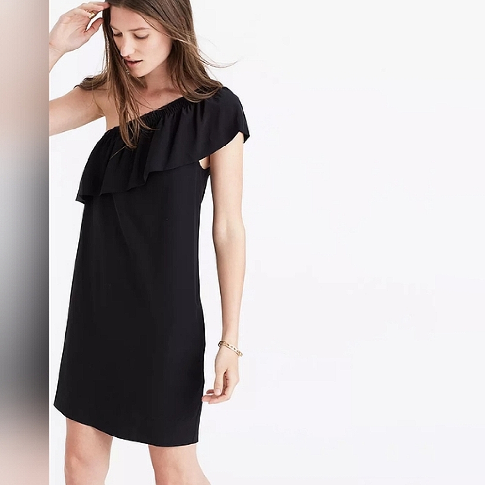 Madewell one shoulder silk dress